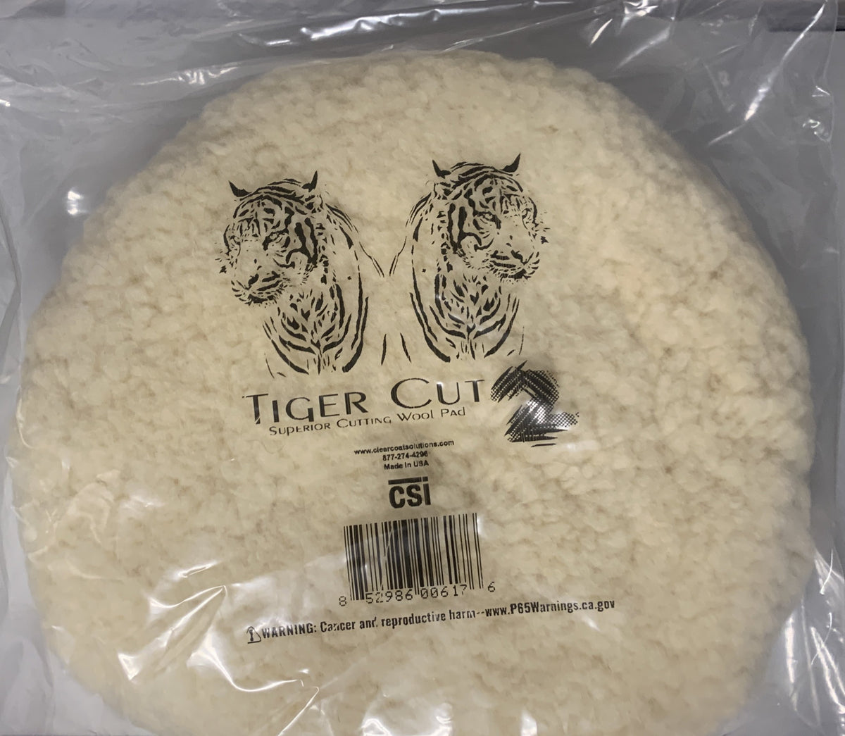 CSI 62-310 Double-Sided Tiger cut wool 4-ply Wool polishing pad 8 inch (62-310 Tiger Cut)